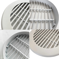 Grille d'aération ronde en aluminium à lame fixe à 0 degré, revêtement poudré blanc, durable pour la ventilation de plafond