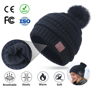 Bonnet d'hiver pour cadeaux de Noël, <span class=keywords><strong>casque</strong></span> audio Bluetooth sans fil <span class=keywords><strong>avec</strong></span> <span class=keywords><strong>micro</strong></span>, idéal pour le sport en extérieur, chaud et doux, protège du froid - Product Image 1