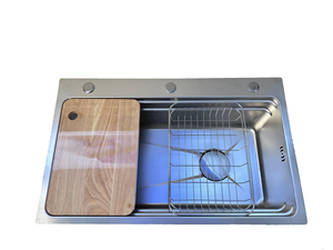 Évier de <span class=keywords><strong>cuisine</strong></span> rectangulaire monobloc en acier inoxydable moderne avec robinet cascade, revêtement nano 201 304, compatible lave-vaisselle - Product Image 4