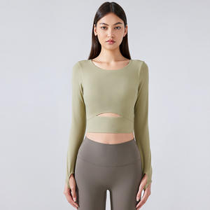 <span class=keywords><strong>Camiseta</strong></span> Deportiva de Manga Larga Transpirable y sin Costuras para Mujer, Talla Grande, para Correr al Aire Libre, Yoga, Modelo S2032, Novedad de 2024 - Product Image 2