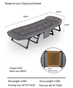 Lit pliant rembourré avec coussin moelleux - Lit pliable portable de 180 cm avec appui-tête confortable et cadre en acier robuste pour la maison - Product Image 5