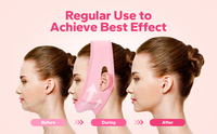 Réducteur de Double menton réglable en forme de V pour joues faciales, Bandage en tissu néoprène rose pour l'amincissement