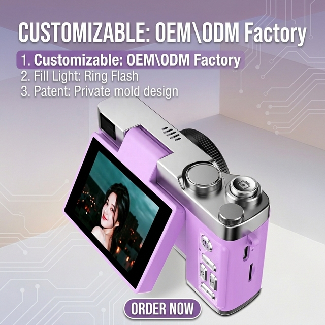 2026 NEW Design 2.4inch Flip Cover Kids Digital Camera 1080p CMOS Students Kids Outdoor Vlogging Video Recording Pk Lk007