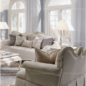 Arredo classico americano rivestimento <span class=keywords><strong>in</strong></span> tessuto <span class=keywords><strong>massello</strong></span> <span class=keywords><strong>legno</strong></span> francese divano 3 posti - Product Image 3