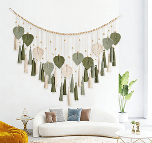 <span class=keywords><strong>Tapiz</strong></span> de Hojas Tejido a Mano, Decoración de Pared de Estilo Bohemio Transfronterizo, <span class=keywords><strong>Tapiz</strong></span> de Hojas Nórdico para Colgar en la Pared - Product Image 1