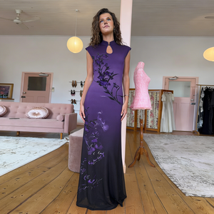 ชุดเดรสสไตล์กี่เพ้าพิมพ์ลายดอกไม้สำหรับผู้หญิง แขนสั้น ทรงเข้ารูป สไตล์วินเทจลำลอง แฟชั่นฤดูร้อน - Product Image 1