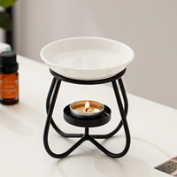 Brûleur d'aromathérapie créatif en céramique noir et blanc à quatre pétales, lampe à huile essentielle, bougie domestique, stock de cire