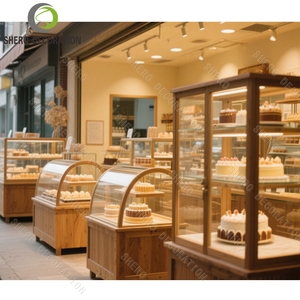 Vitrine à pain en bois durable et personnalisée, comptoir de présentation de gâteaux et de desserts en verre, mobilier de boulangerie pour la conception de boulangeries. - Product Image 4