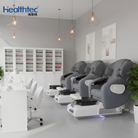 Mobilier de salon de manucure de luxe moderne Healthtec, fauteuil de pédicure électrique inclinable avec spa pour les pieds et massage Human Touch, à vendre