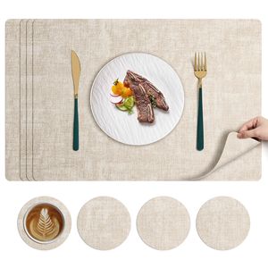 Sous-plat carré en cuir anti-repassage de style moderne, de haute qualité, pour <span class=keywords><strong>table</strong></span> à manger, isolation thermique, réutilisable, pour bols à thé, tapis, coussinets - Product Image 6