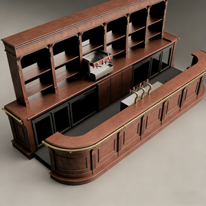 مرافق بار فاخرة من الخشب الصلب الداكن مع خطوط معدنية ذهبية وملحقاتها إضاءة ليد أدوات معدنية - Product Image 3