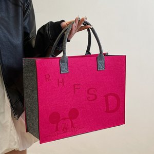 Nuova <span class=keywords><strong>Borsa</strong></span> Tote Morbida in Feltro Non Tessuto con Logo Personalizzato e Lettere Cartoon, <span class=keywords><strong>Borsa</strong></span> per lo Shopping di Grande Capacità per Donne - Product Image 3