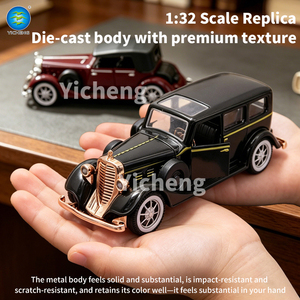 Modellino Auto d'Epoca in Scala 1:32, Veicolo Classico Retro <span class=keywords><strong>Cadillac</strong></span> con Porte Apribili e Funzione Pull-Back, Auto Giocattolo in Lega 1/32 per Bambini e Collezionisti - Product Image 3
