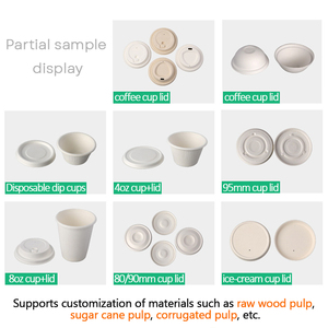 <span class=keywords><strong>Tapa</strong></span> de Papel Biodegradable para Vasos de Café, Compostable, Desechable, Blanca y Marrón, 100% Pulpa de Caña de Azúcar, Pulpa de Bagazo - Product Image 2