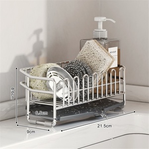 304 Stainless Steel Standing Type Double Tier Rectangle Drain <b>Rack</b> Kitchen Sink Countertop Storage Towel Caddy - Product Image 5