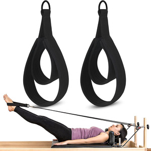 Sangle de Pilates OEM à double anneau avec crochets pour les pieds, noire, paire, équipement d'entraînement pour le renforcement musculaire et le remodelage corporel - Product Image 1