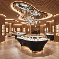 Comptoir de présentation de bijoux de luxe sur mesure avec éclairage LED, mobilier d'agencement intérieur tout-en-un durable pour bijouterie