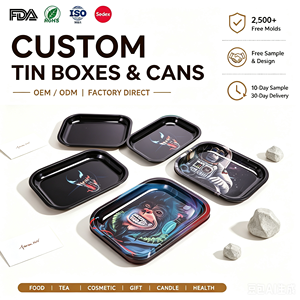 Wholesale Metal <strong>Tobacco</strong> Smoking <strong>Tin</strong> Roll Tray Customizable Cigarette Tray <strong>Tin</strong> - Product Image 1