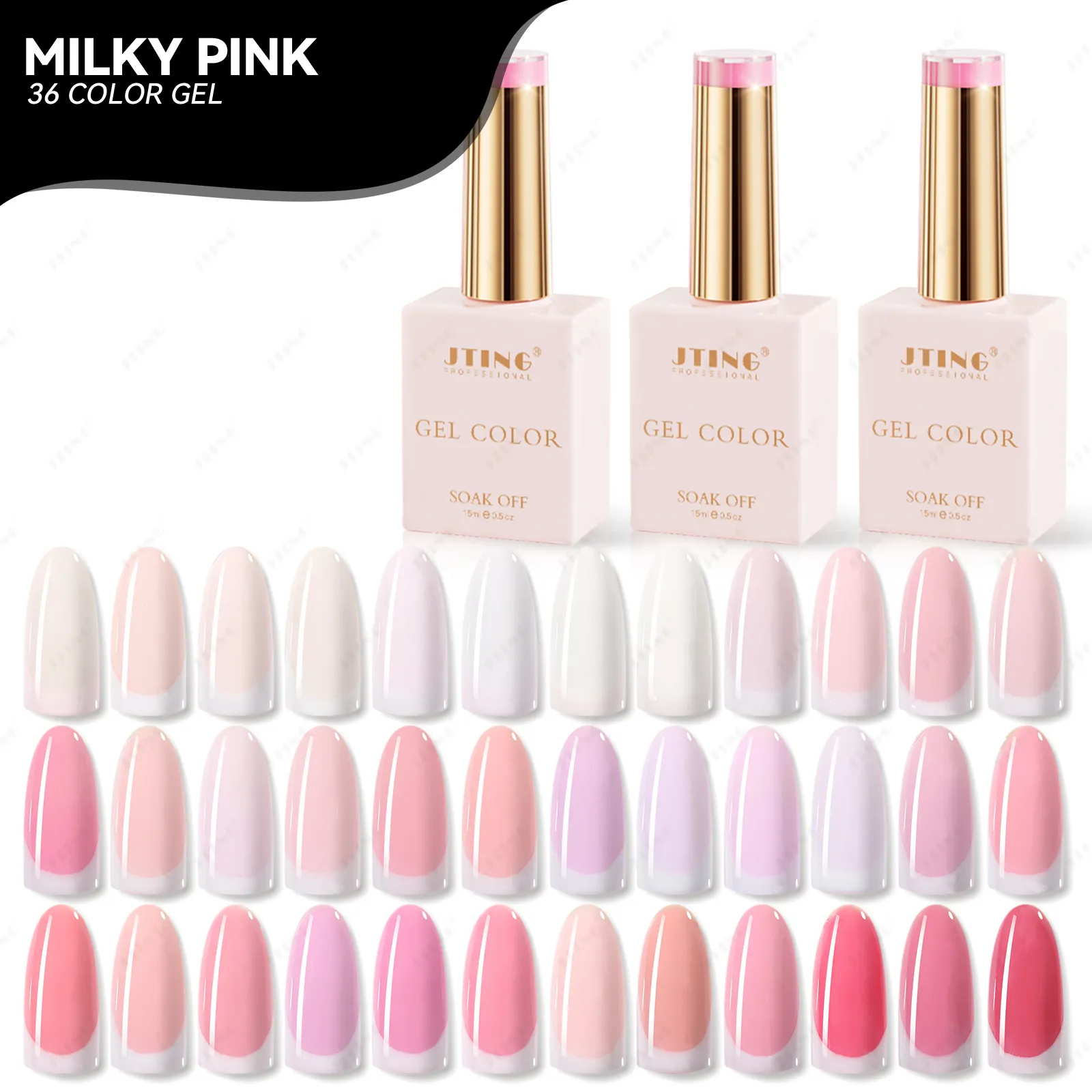 Jting Hot Populaire 36 Kleuren Melkachtige Roze Gel Polish Gratis Custom Private Label Oem/Odm Unieke Melkachtige Roze Nagellak Collectie