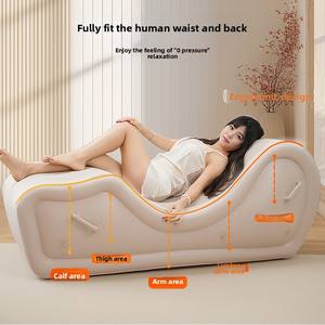 Sofá inflable <span class=keywords><strong>de</strong></span> PVC completamente automático minimalista moderno, sillón reclinable portátil para sala <span class=keywords><strong>de</strong></span> estar al aire libre con cojín <span class=keywords><strong>de</strong></span> aire - Product Image 2