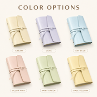 Carnet de voyage A6 en cuir, classeur à feuilles mobiles couleur macaron en cuir PU, journal à couverture souple