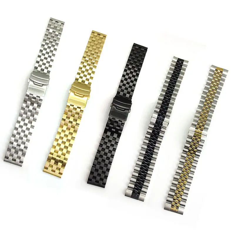 Custom Made Stainless Steel Band Watch Strap 22mm For Seiko SKX007 MDV-106 Seamless Folding Buckle Diving With tool Watch Parts