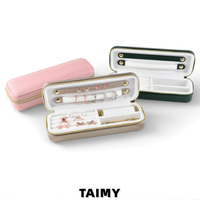 Boîtes à bijoux en cuir PU avec fermeture éclair, logo personnalisé, nouveau modèle, organisateur de bijoux portable pour voyage, plusieurs compartiments pour bagues, boucles d'oreilles, bracelets, étui de rangement
