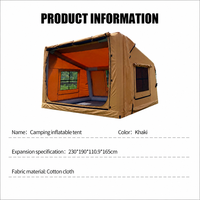 Tente de glamping gonflable pour fête en plein air, protection UV, installation facile, grand espace, couleur beige