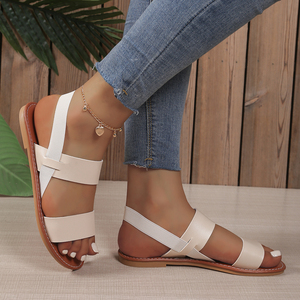 صنادل رومانية مسطحة جديدة رائجة للصيف بنعل مطاطي مانع للانزلاق أحذية نسائية - Product Image 3