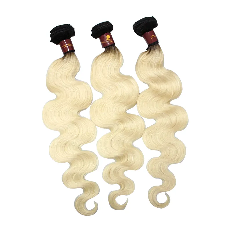 Wholesale Price Customized Color Ombre Blonde Machine Made Weft Hair Extensions Body Wave Double Drawn Remy Natural Hair Weave