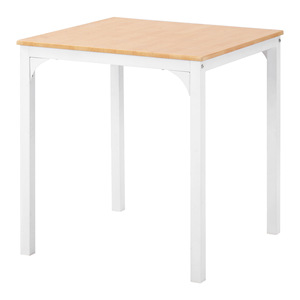 <b>Dining</b> Table Set With 2 <b>Chairs</b> <b>White</b> Frame Beech <b>Wood</b> Top Square Design For Home Kitchen Use - Product Image 3