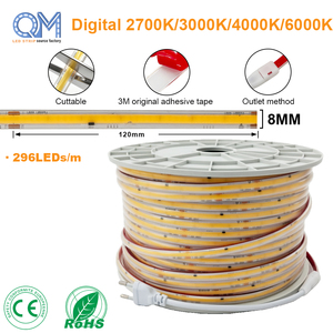 Tira de LED COB de 10W/M, 100M/rollo, IP65, sin Controlador, sin Puntos Visibles, 296LED/m, para Paisajismo, 220v, Venta al por Mayor de Fábrica - Product Image 1