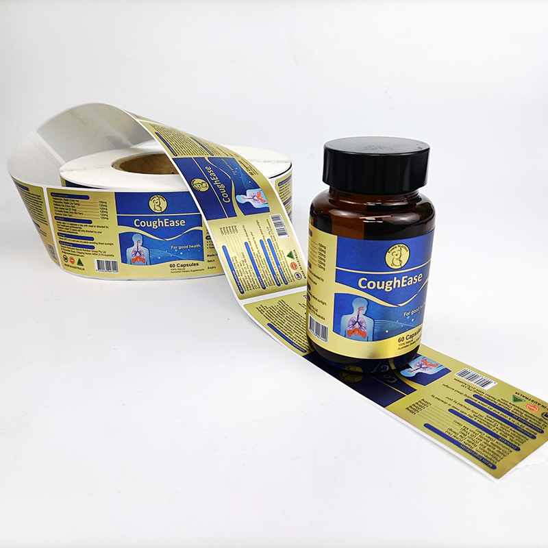 Custom Printed Health Care Medicine Pharmacy Waterproof Adhesive Vinyl Vitamin Pill Bottle Logo Label Sticker