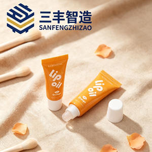 Glossy Orange LDPE Cosmetic Squeeze Tube with Small Roller Ball Applicator & Screw Cap for <b>Lip</b> Oil - Product Image 5