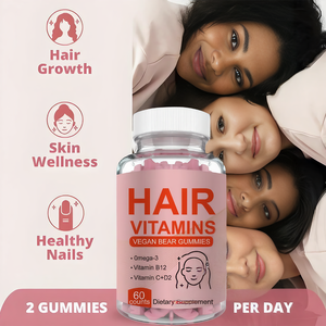Gummies vitaminées <span class=keywords><strong>pour</strong></span> cheveux épais, <span class=keywords><strong>ongles</strong></span> forts, peau saine – Mélange de <span class=keywords><strong>biotine</strong></span> et de collagène végétalien – Complément <span class=keywords><strong>pour</strong></span> femmes – 60 oursons gommeux - Product Image 4