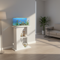 Meuble de Rangement Rectangulaire Moderne en Bois Brillant Écologique 5L Léger pour Aquarium avec Base Durable et Rangement Intégré