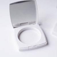 Carré blanc design unique maquillage surligneur Blush Compact poudre pressée étui avec miroir