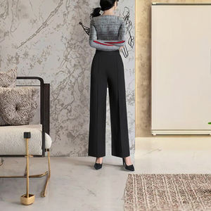 2025 Women's Solid Color <b>Boot</b> Cut Satin Spring Casual <b>Pants</b> with High Waist and Hanging Feel Eco-Friendly Waterproof Breathable - Product Image 3