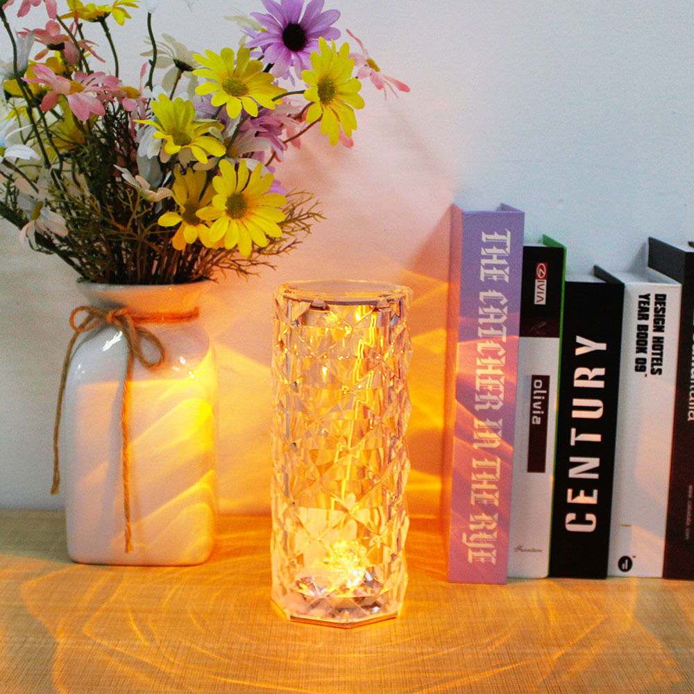 Rose Diamond Table Lamp Touch Sensor 2000mAh Night Light Crystal Desk lamp Cordless lamp Light for Bedroom Living Room