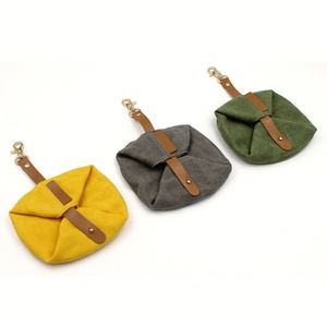Stocked Waxed Canvas Foldable Pet Portable Water <b>Container</b> Travel Dog <b>Cat</b> Feeding Bowl With Carabiner - Product Image 3