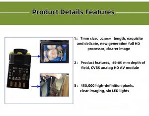 Penjualan pabrik 7.0mm CVBS modul endoskopi industri 450,000 Pixel HD kamera Analog tahan air Auto perbaikan pipa detektor - Product Image 5