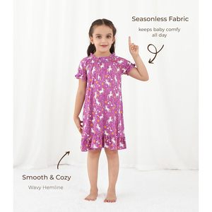 <span class=keywords><strong>Vestido</strong></span> Personalizado para Niñas Pequeñas, Manga Corta, Cuello <span class=keywords><strong>con</strong></span> Volantes, Cintura Elástica, Viscosa de Bambú, Ropa Casual de Verano, 2-6 Años - Product Image 5