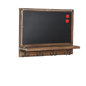 Retro Wooden Wall Mounted Rack 15.2x8 Inch With <b>Hooks</b> And <b>Shelf</b> For Entryway Key Mail Storage Organization - Product Image 1