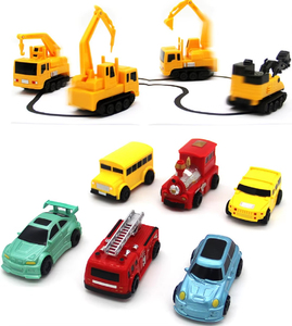 Wholesale New Kids Mini Toy Magic Pen Induction Racing Train School Bus <b>Fire</b> Engine Model Traction Track Car Boy Gift - Product Image 1