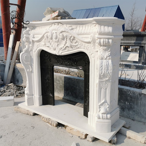 फैक्टरी थोक आधुनिक घर सजावटी आग जगह हाथ नक्काशीदार सफेद Carrara संगमरमर चिमनी <span class=keywords><strong>Mantel</strong></span> - Product Image 3