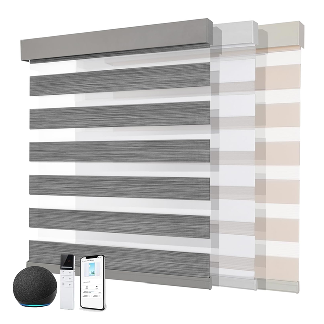 Built-In Motorized Fabric Window Cordless Zebra Horizontal Roller Blinds