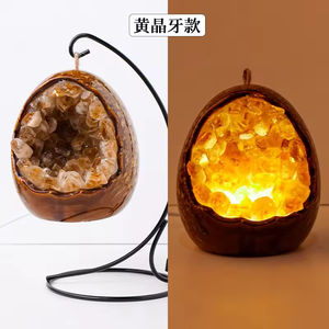 Lámpara LED de Cristal Natural con Forma de Huevo de Dinosaurio, Geoda de Amatista, Recipiente para Dinero, para Decoración Navideña y del Hogar, Venta al Por Mayor - Product Image 5