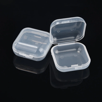 Boîte de rangement en plastique transparente carrée mini en PP recyclable avec couvercle, multifonctionnelle pour bijoux, boucles d'oreilles, colliers, impression UV