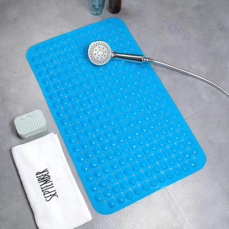 Tapis de bain en PVC épais personnalisé antidérapant pour salle de bain, tapis de douche de sécurité à aspiration en caoutchouc antidérapant écologique