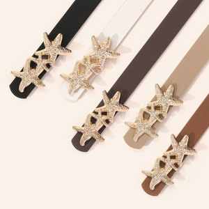 <span class=keywords><strong>Cintura</strong></span> Sottile da <span class=keywords><strong>Donna</strong></span> con Fibbia a Stella in Strass Scintillante, Regolabile, Nera, <span class=keywords><strong>Beige</strong></span>, Marrone, Accessorio Moda - Product Image 2